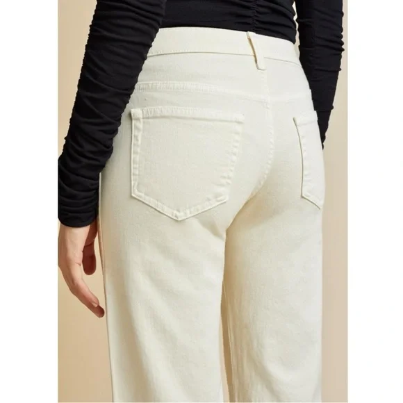 KHAITE Wendell Jean in Ivory - Cream White Brown Stitching Trim Jeans sz 25 - Picture 12 of 16